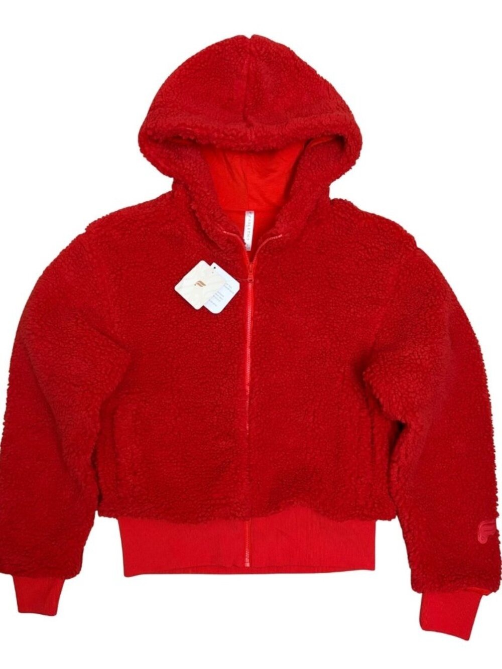 FABLETICS Sherpa Fleece Bomber Jacket Red Winter Fall Coat Womens Small - NWT